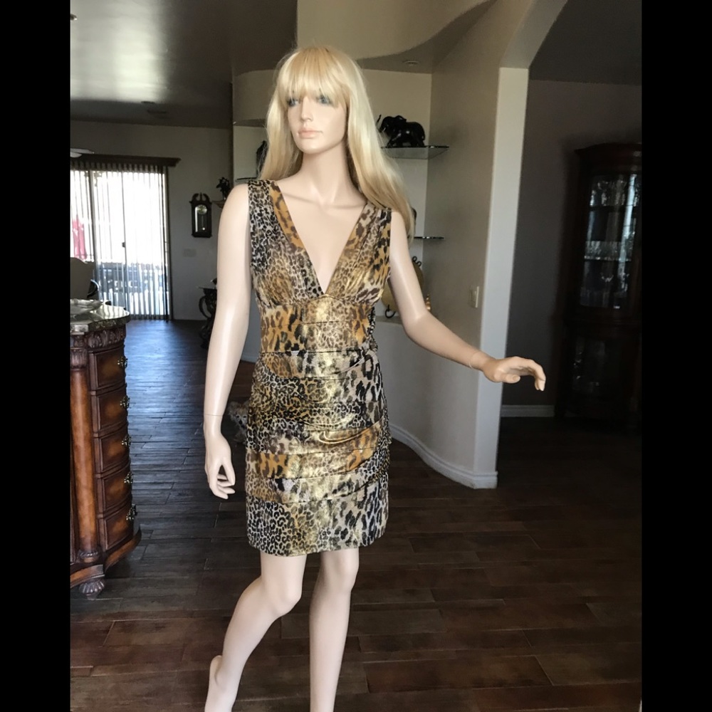 Slinky Evening Cocktail Dress Animal Print